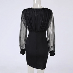 Black Elegant V-neck Short Evening Party Dress